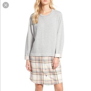 Caslon Grey and Pink SweatShirt Flannel Dress.